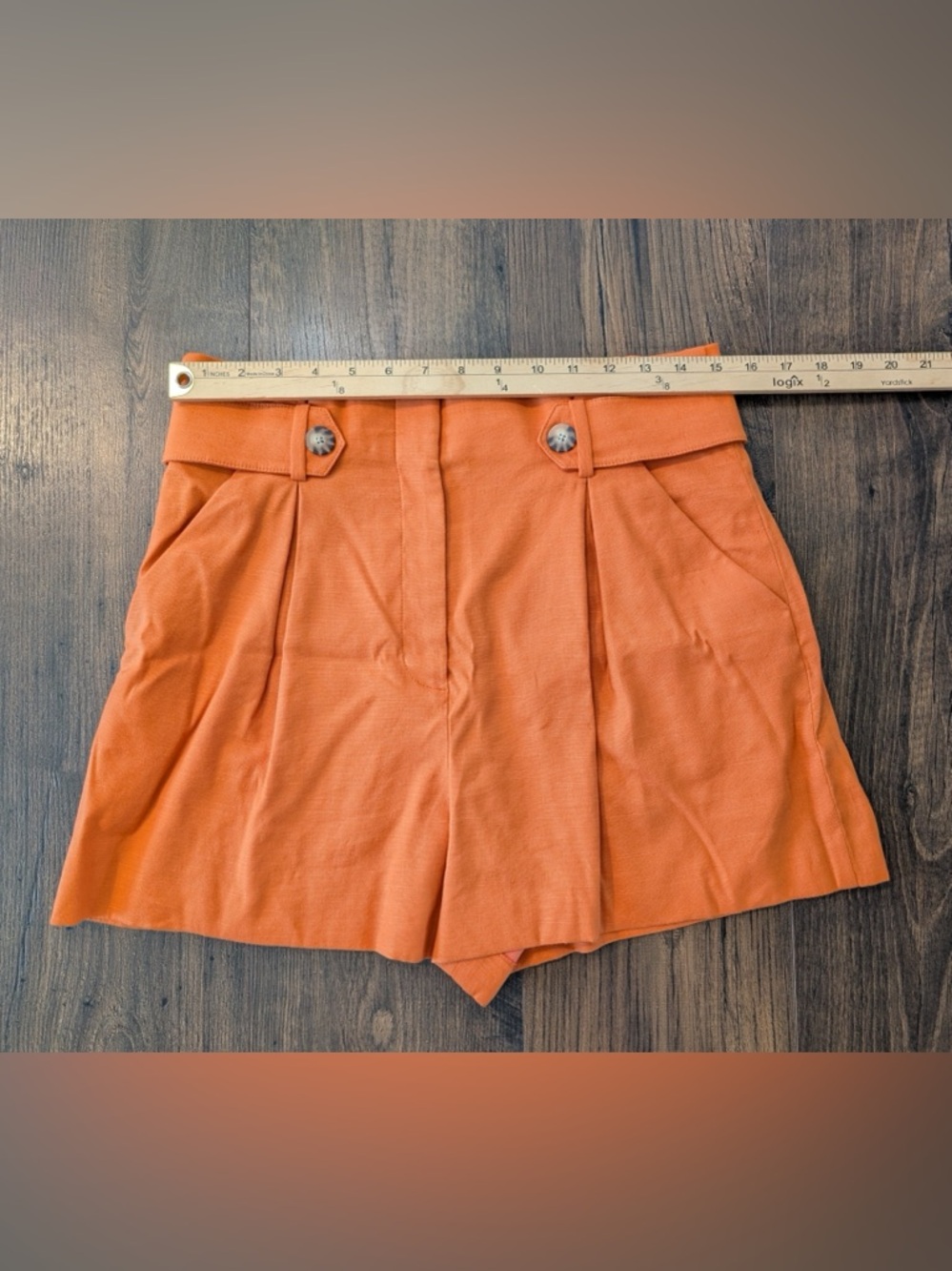 Veronica Beard Franzi Linen Blend Pleated Shorts Orange Size 6 - Picture 10 of 12